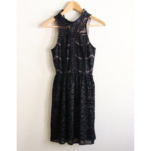 Xhilaration Black/Gold Lace Party Dress